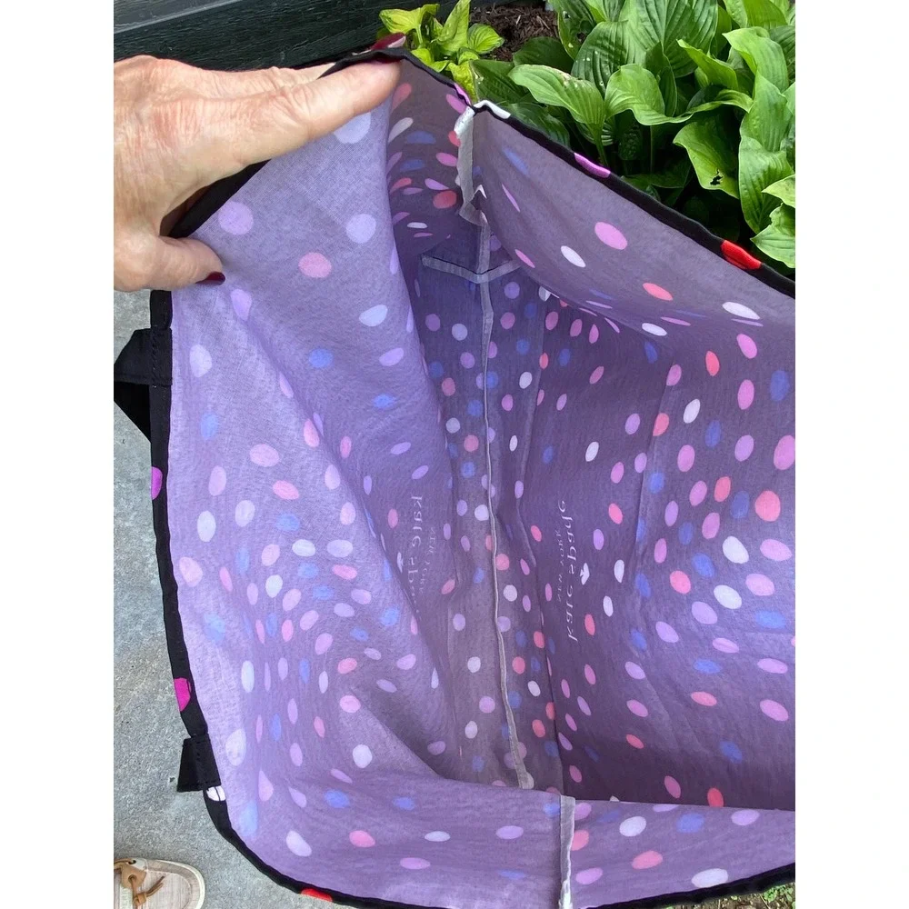 Kate Spade Black Polka Dot Tote Bag Large Nylon Travel Beach Shopper Carryall‎